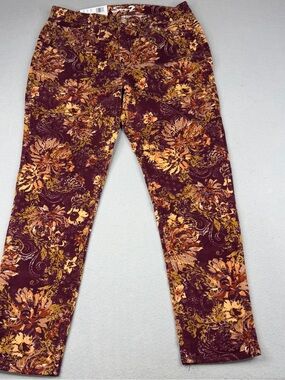 Seven7 Hyde Park Floral Corduroy Pants 14 High Rise Skinny NWT Fall Boho